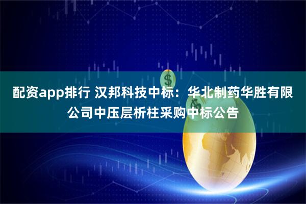 配资app排行 汉邦科技中标:华北制药华胜有限公司中压层析柱采购中标公告